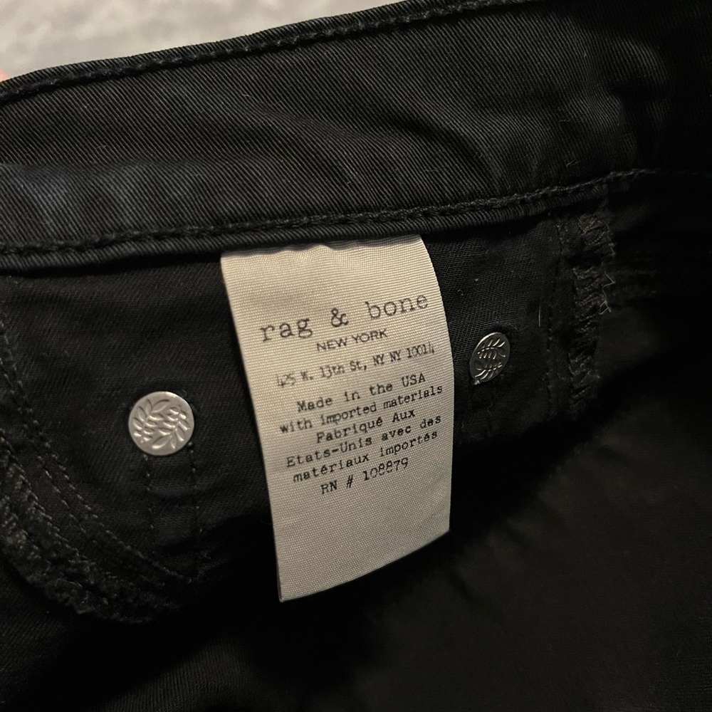 RAG & BONE frayed hem skinny jeans black size 24 like new - Picture 8 of 11